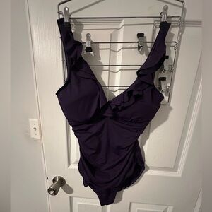 Lauren Ralph Lauren Purple Ruffled One Piece Bathing Suit -14